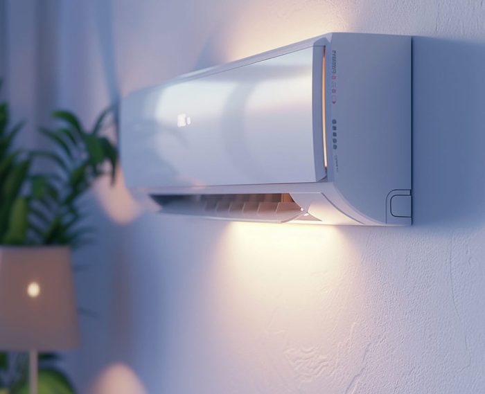 women hand is regulating the heater/air condition temperature